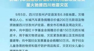 众志成城 共渡难关 长城汽车捐赠总价值200万元款项及物资驰援四川灾区